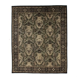 Contemporary Hand-Knotted New Zealand Wool Green 8'x8' Round Area Rug