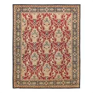 Contemporary Hand-Knotted New Zealand Wool Burgundy 8'x10' Area Rug