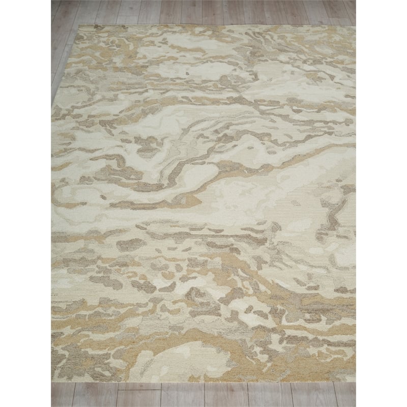Cortero Hand-Tufted New Zealand Wool Gold/Ivory 4'x6' Area Rug
