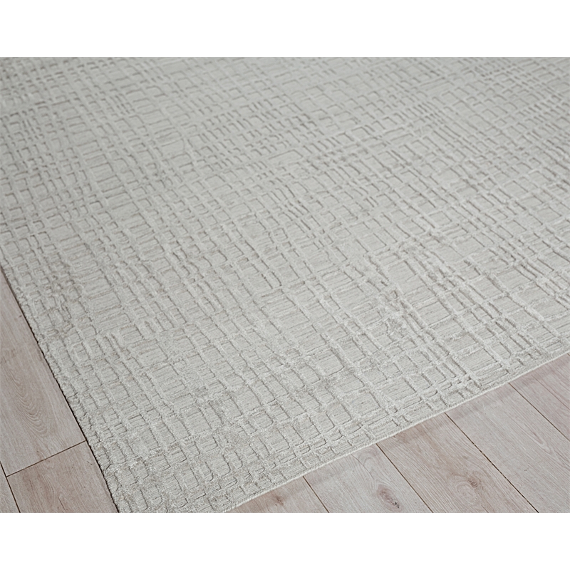 Crescendo Handloomed Bamboo Silk Silver 2'x3' Area Rug