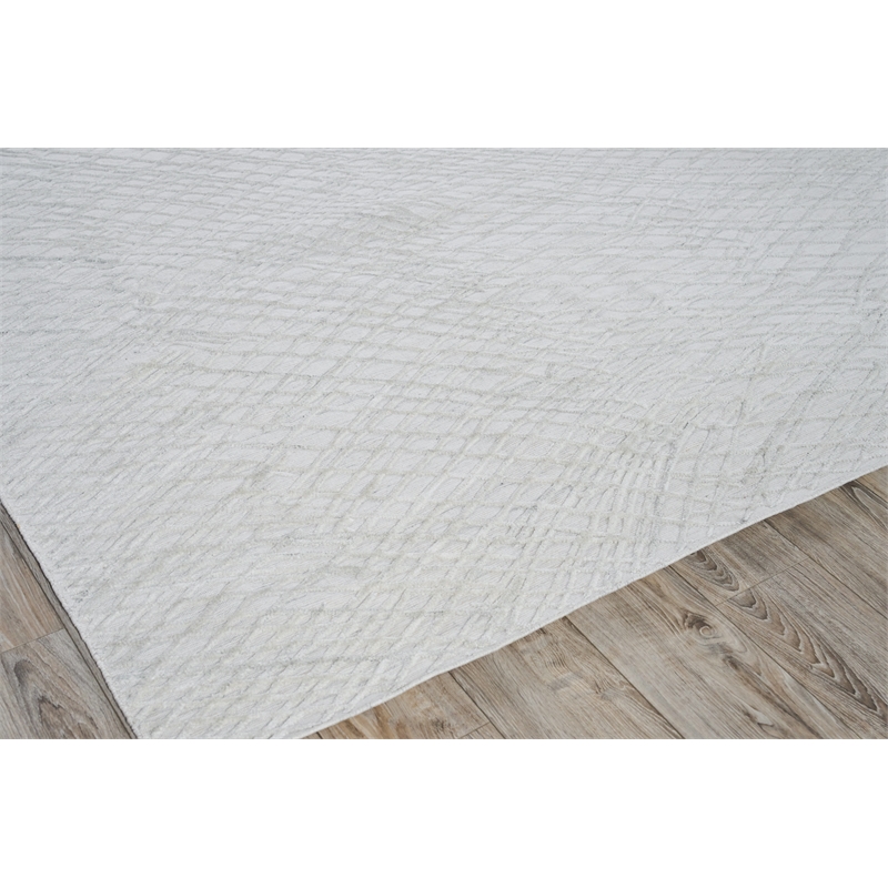 Crescendo Handloomed Bamboo Silk White 14'x18' Area Rug