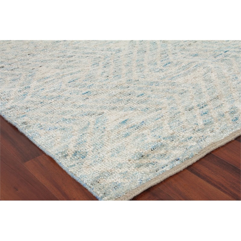 Eaton Hand-Knotted Wool/Bamboo Silk Ivory/Blue 8'x10' Area Rug