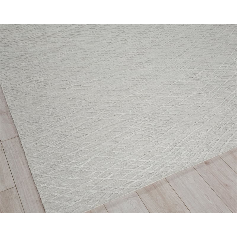 Crescendo Handloomed Bamboo Silk Silver 12'x15' Area Rug