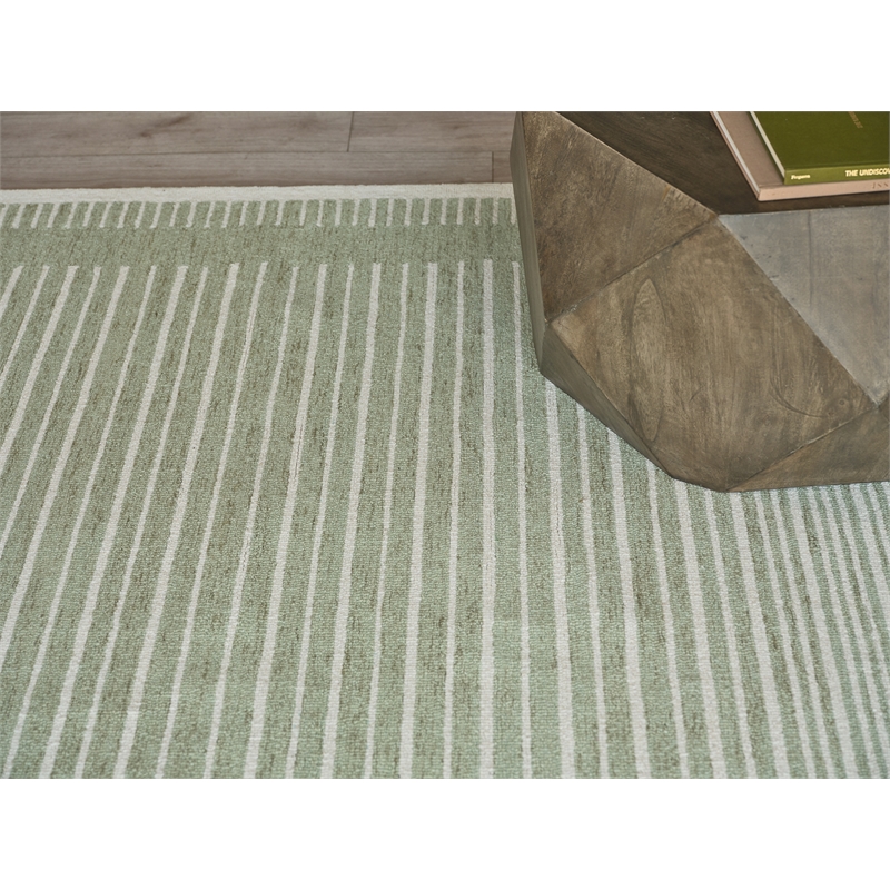 Dusseldorf Hand-Tufted New Zealand Wool Sage Green/Ivory 6'x9' Area Rug