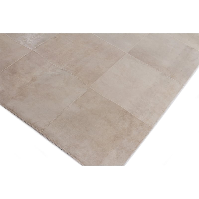 Distressed Suede Hand-Tufted Leather Suede Beige 9'6