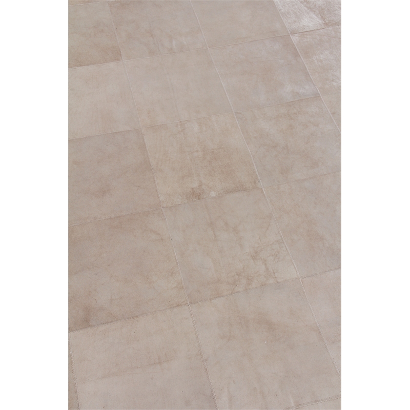 Distressed Suede Hand-Tufted Leather Suede Beige 9'6