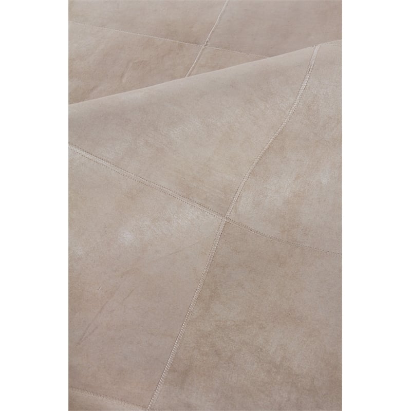 Distressed Suede Hand-Tufted Leather Suede Beige 9'6