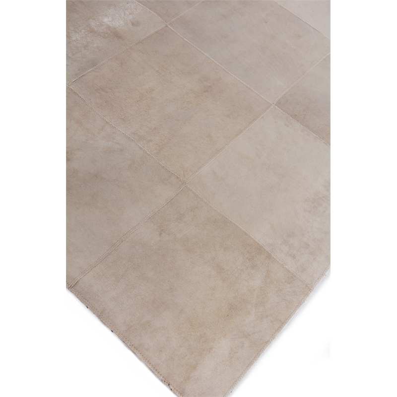Distressed Suede Hand-Tufted Leather Suede Beige 9'6