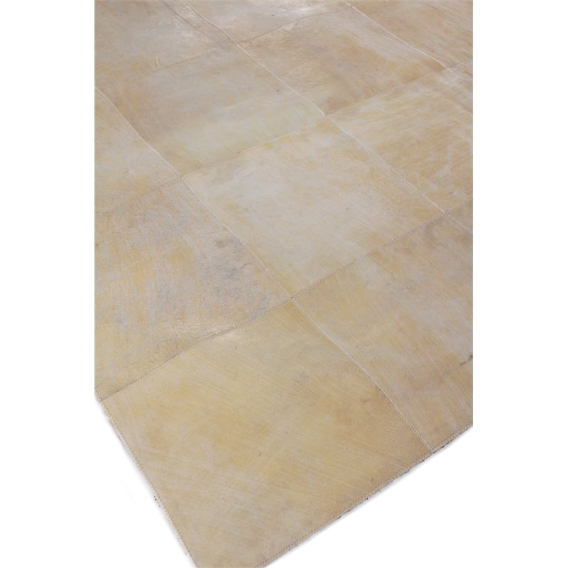 Distressed Suede Hand-Tufted Leather Suede Ivory 8'x11' Area Rug