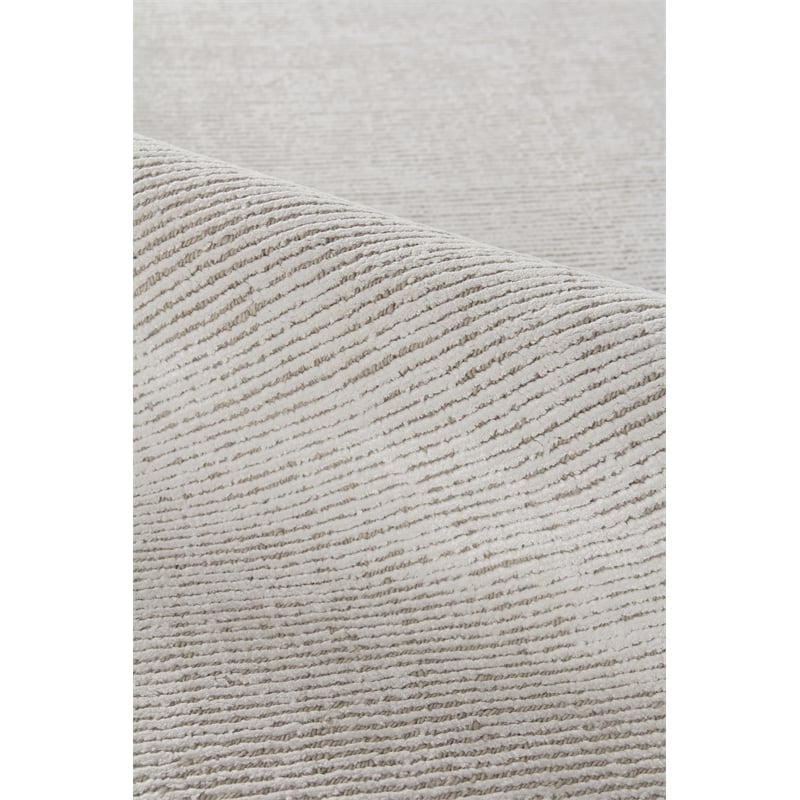 Duo Handloomed Wool/Bamboo Silk White/Beige 2'x3' Area Rug