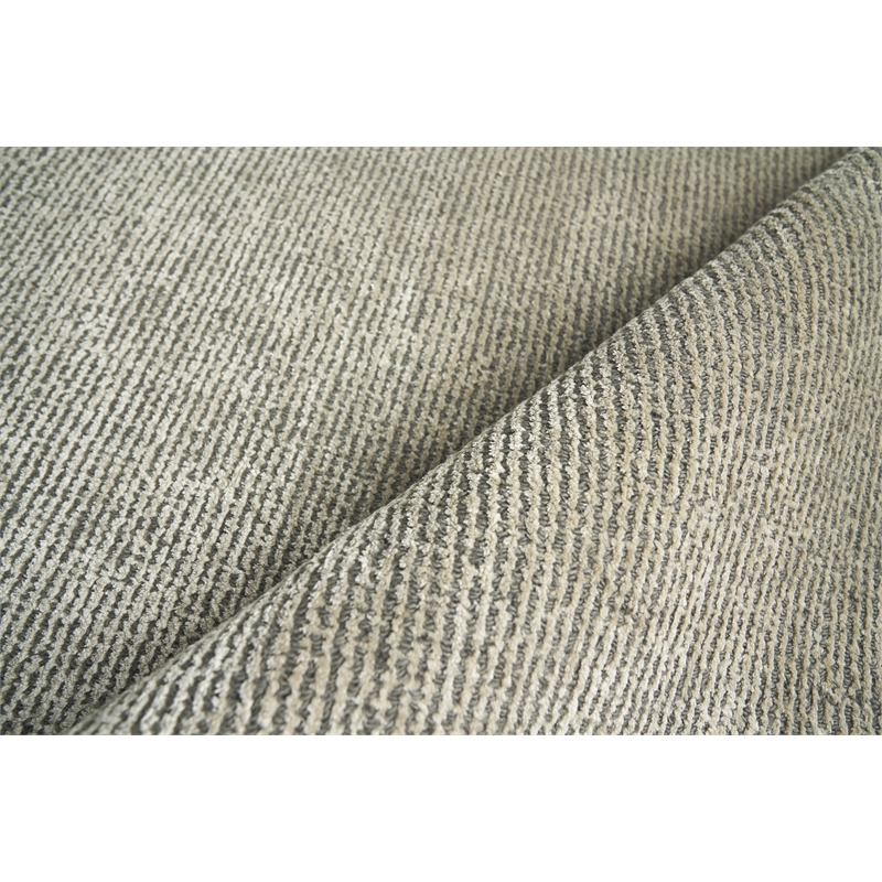 Duo Handloomed Wool/Bamboo Silk Silver/Dark Gray 2'x3' Area Rug
