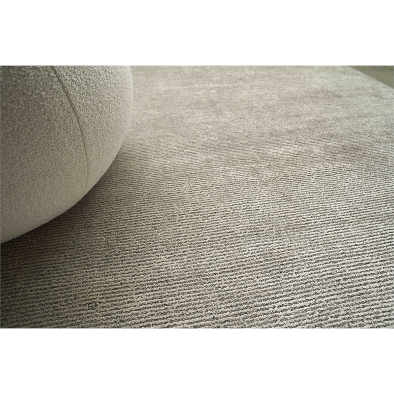 Duo Handloomed Wool/Bamboo Silk Silver/Dark Gray 2'x3' Area Rug