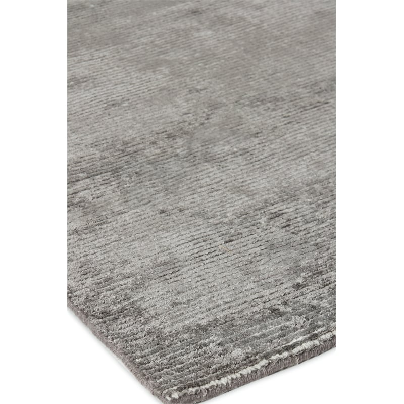 Duo Handloomed Wool/Bamboo Silk Dark Gray/Silver 9'x12' Area Rug