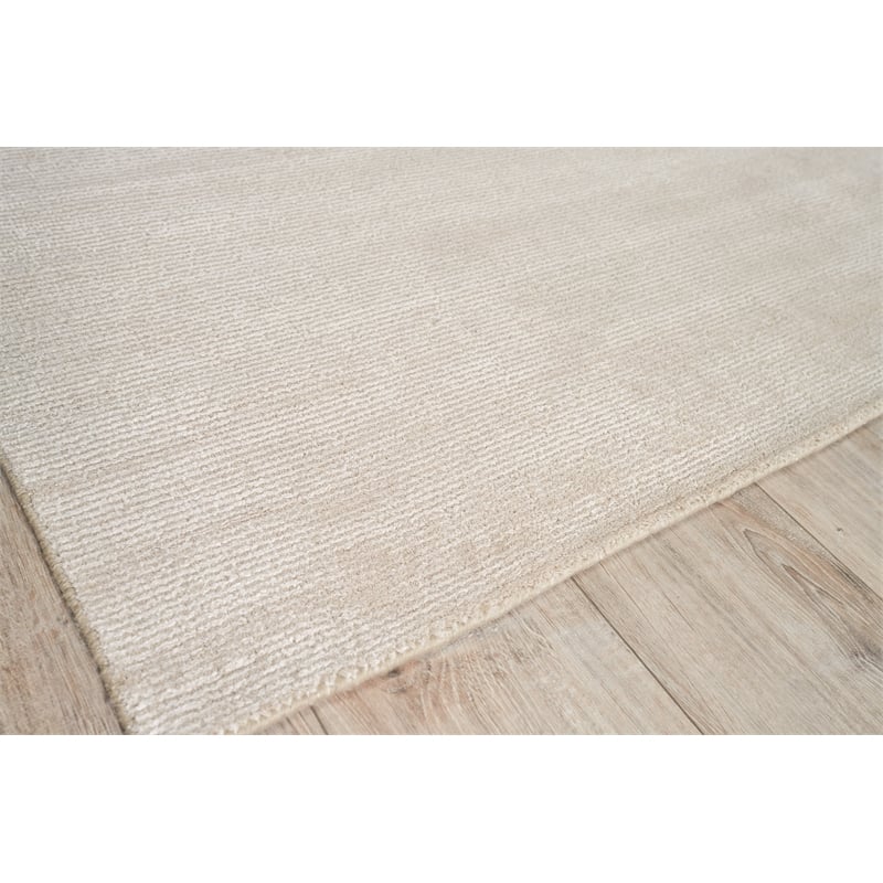 Duo Handloomed Wool/Bamboo Silk Beige/White 2'x3' Area Rug