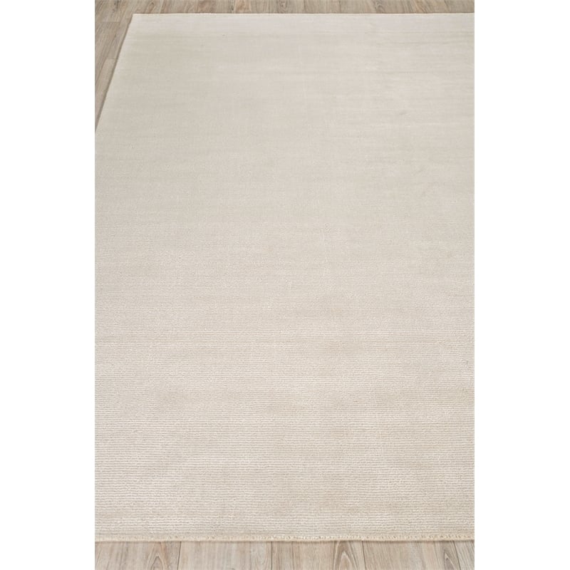 Duo Handloomed Wool/Bamboo Silk Beige/White 2'x3' Area Rug