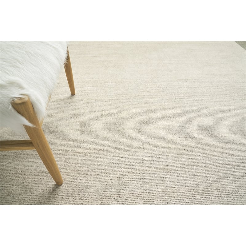 Duo Handloomed Wool/Bamboo Silk Beige/White 2'x3' Area Rug