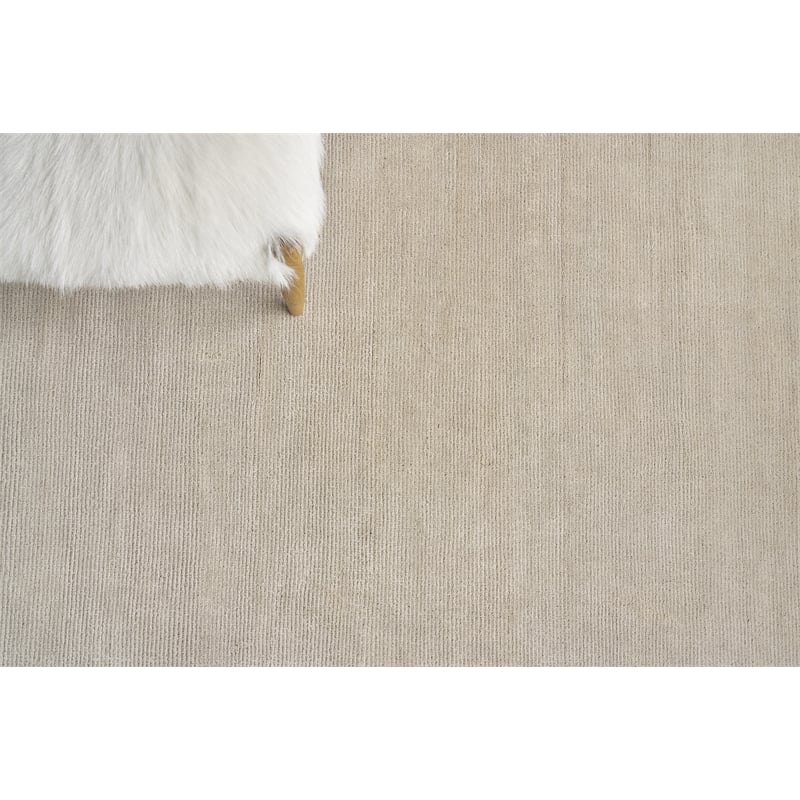 Duo Handloomed Wool/Bamboo Silk Beige/White 2'x3' Area Rug