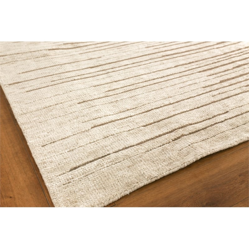Eaton Hand-Knotted Wool/Bamboo Silk Beige 6'x9' Area Rug