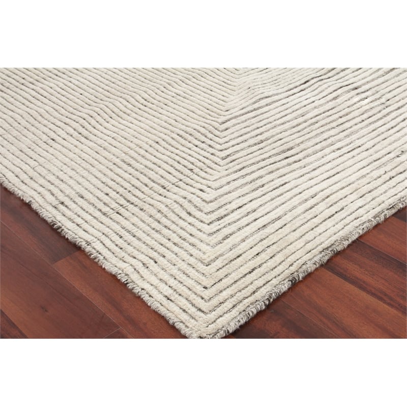 Crescent Hand-Knotted New Zealand Wool Ivory 8'x10' Area Rug
