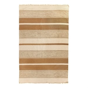 Druggets Flatweave New Zealand Wool Beige/Brown 5'x8' Area Rug