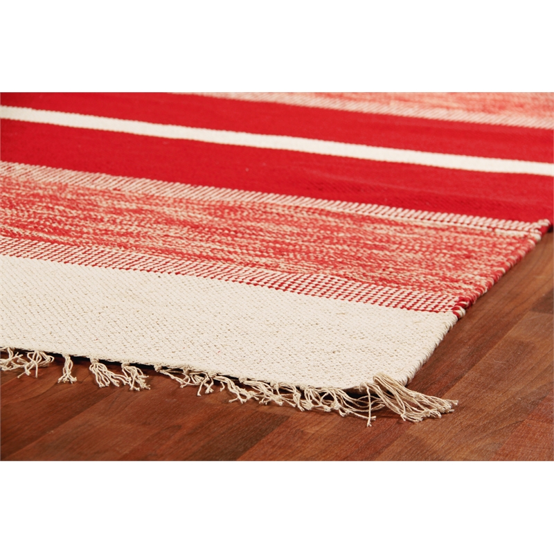 Druggets Flatweave Cotton Red 5'x8' Area Rug