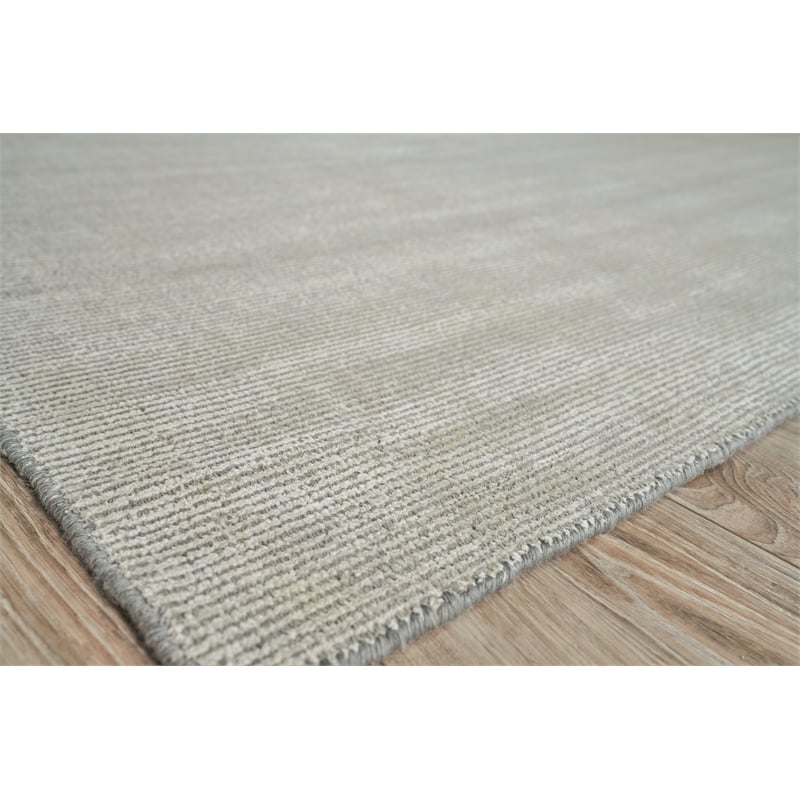 Duo Handloomed Wool/Bamboo Silk White/Gray 2'x3' Area Rug