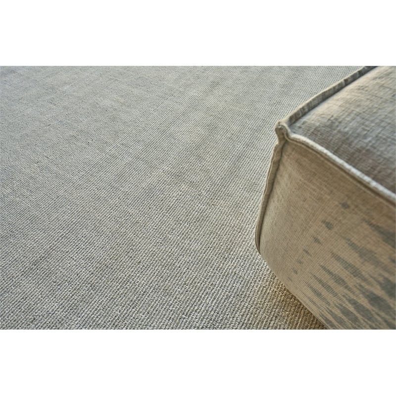 Duo Handloomed Wool/Bamboo Silk White/Gray 2'x3' Area Rug
