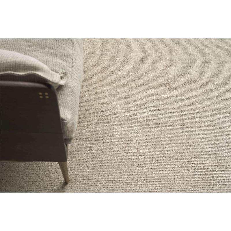 Duo Handloomed Wool/Bamboo Silk Gray/White 2'x3' Area Rug