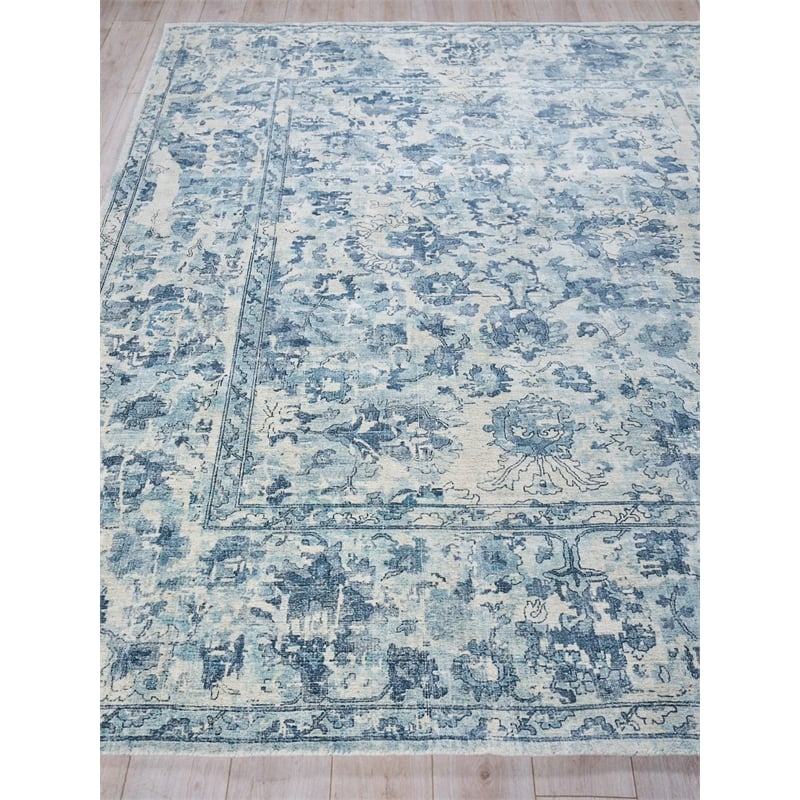 Dorchester Handloomed Wool/Bamboo Silk Navy/Blue 4'x6' Area Rug