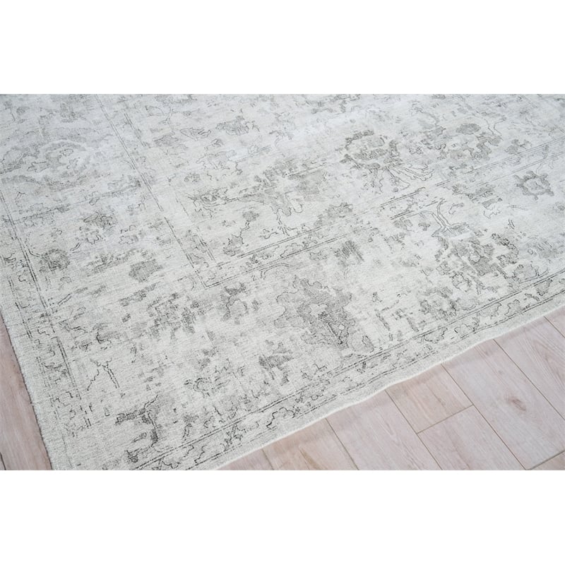 Dorchester Handloomed Wool/Bamboo Silk Ivory/Silver 6'x9' Area Rug