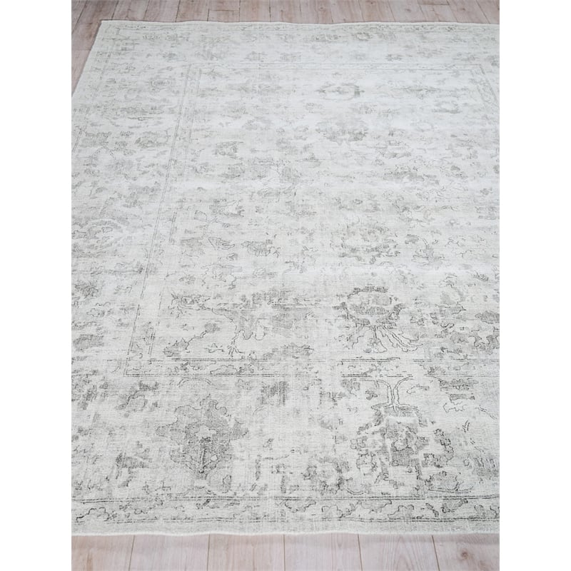 Dorchester Handloomed Wool/Bamboo Silk Ivory/Silver 6'x9' Area Rug