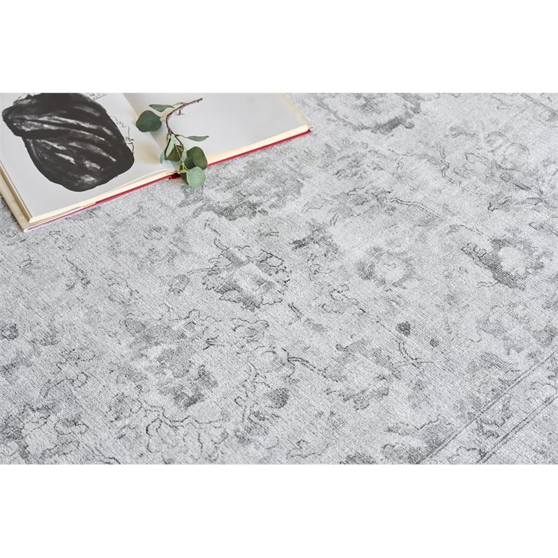 Dorchester Handloomed Wool/Bamboo Silk Ivory/Silver 6'x9' Area Rug