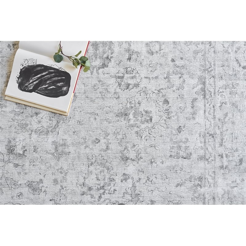 Dorchester Handloomed Wool/Bamboo Silk Ivory/Silver 6'x9' Area Rug