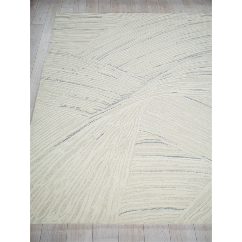 Entro Hand-Tufted New Zealand Wool Silver/Ivory 4'x6' Area Rug