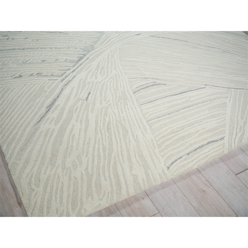 Entro Hand-Tufted New Zealand Wool Silver/Ivory 6'x9' Area Rug