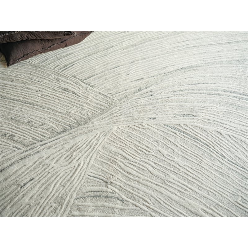 Entro Hand-Tufted New Zealand Wool Silver/Ivory 6'x9' Area Rug