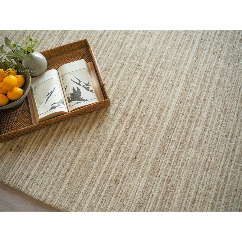 Elko Handloomed New Zealand Wool Beige 2'x3' Area Rug
