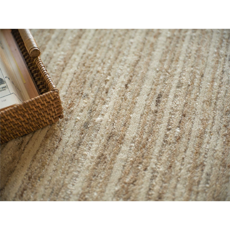 Elko Handloomed New Zealand Wool Beige 2'x3' Area Rug