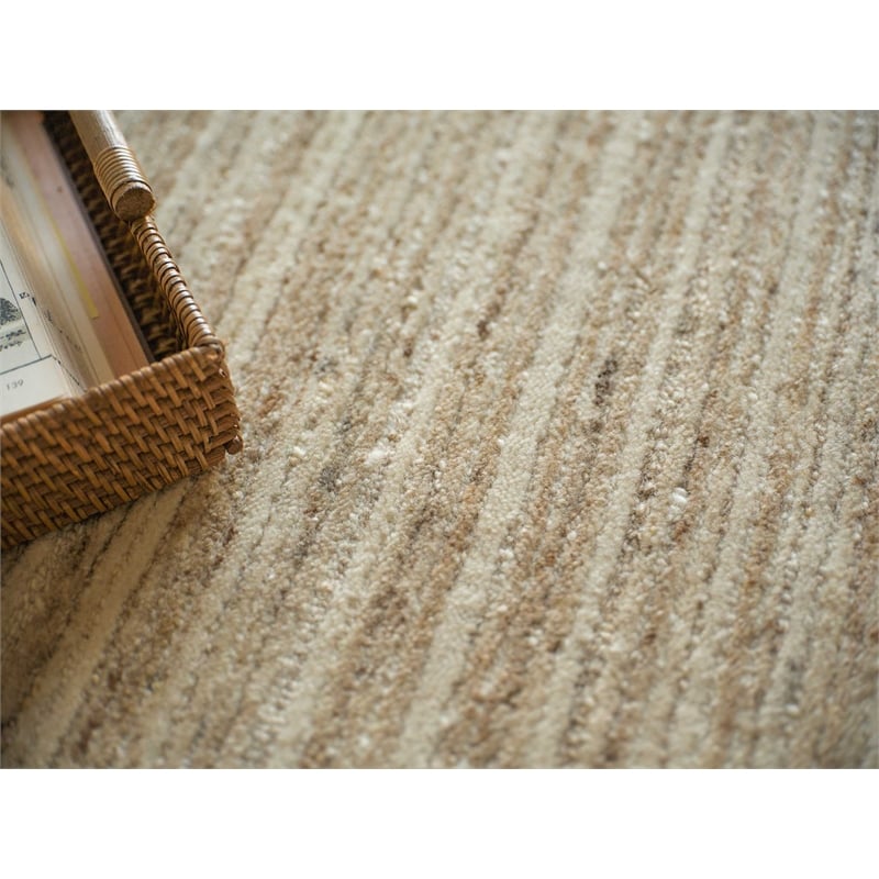 Elko Handloomed New Zealand Wool Beige 6'x9' Area Rug