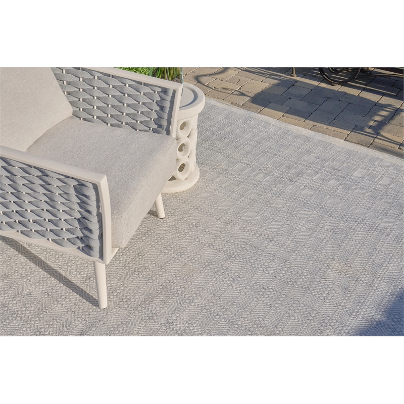 Echo Flatweave Pet Ivory/Light Silver 5'x8' Area Rug