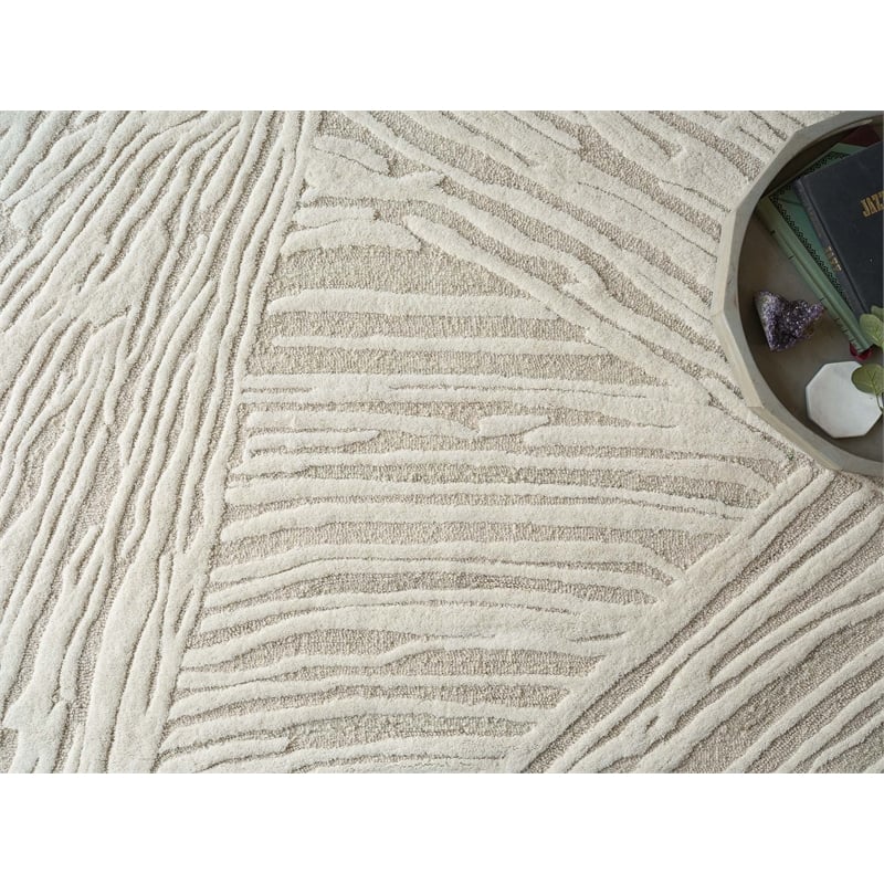 Entro Hand-Tufted New Zealand Wool Beige/Ivory 6'x9' Area Rug