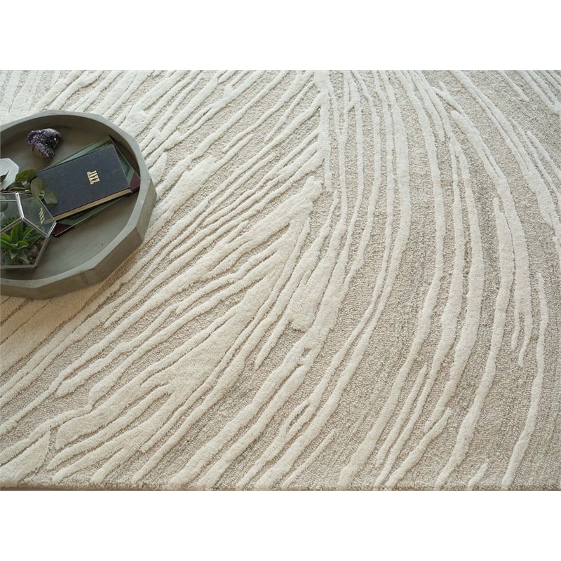 Entro Hand-Tufted New Zealand Wool Beige/Ivory 6'x9' Area Rug