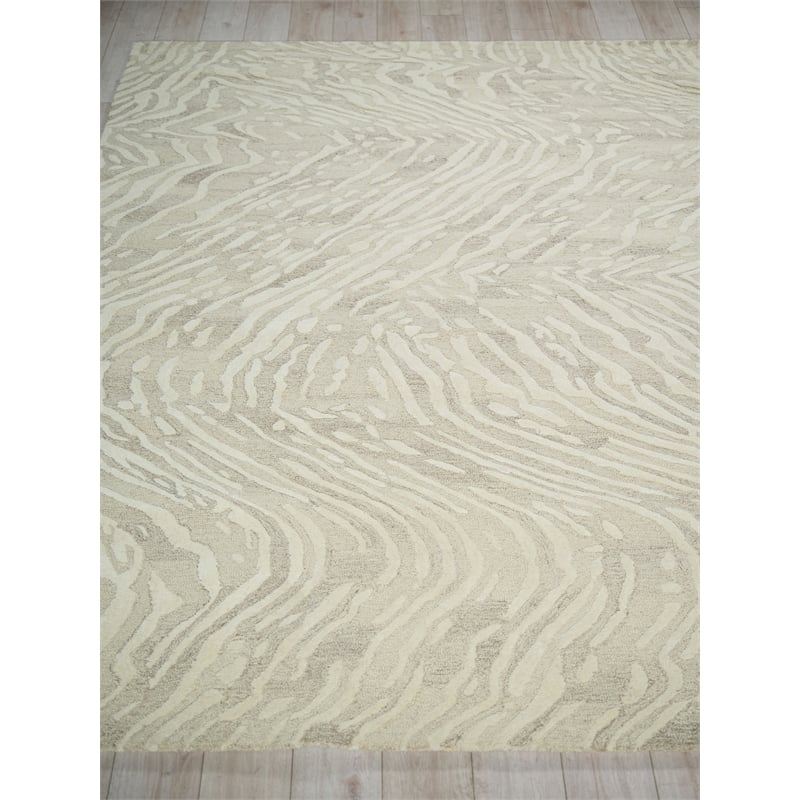 Entro Hand-Tufted New Zealand Wool Beige/Ivory 4'x6' Area Rug