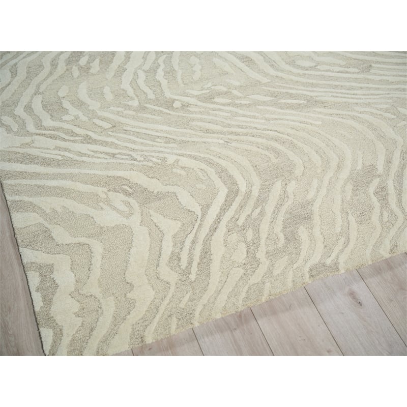 Entro Hand-Tufted New Zealand Wool Beige/Ivory 6'x9' Area Rug
