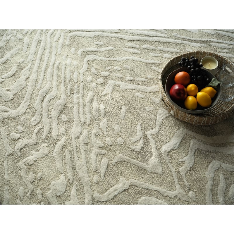 Entro Hand-Tufted New Zealand Wool Beige/Ivory 6'x9' Area Rug
