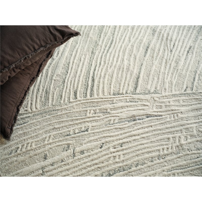 Entro Hand-Tufted New Zealand Wool Silver/Ivory 14'x18' Area Rug