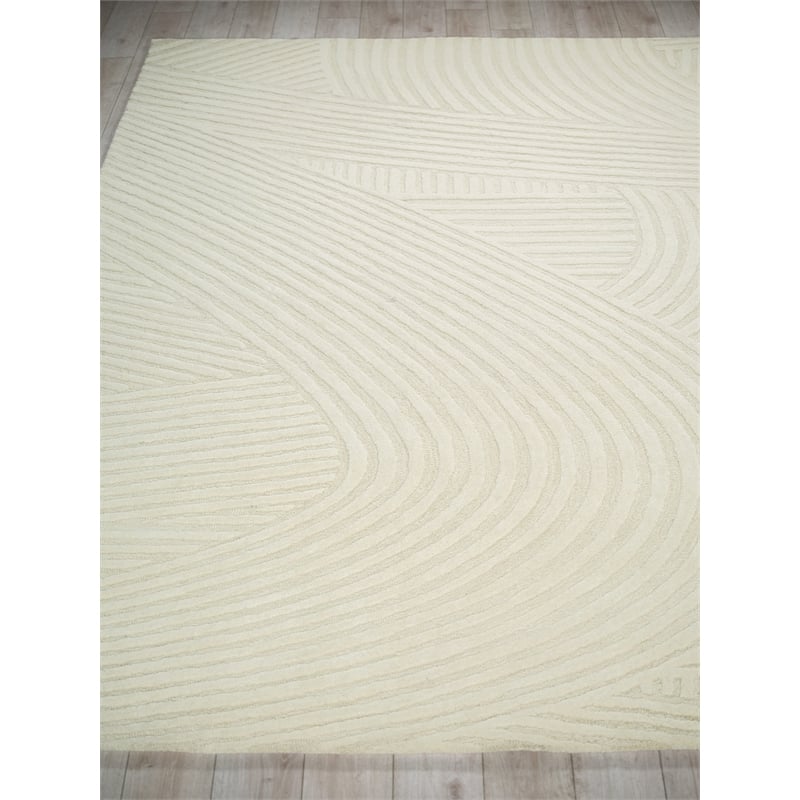 Entro Hand-Tufted New Zealand Wool Cream/Ivory 6'x9' Area Rug