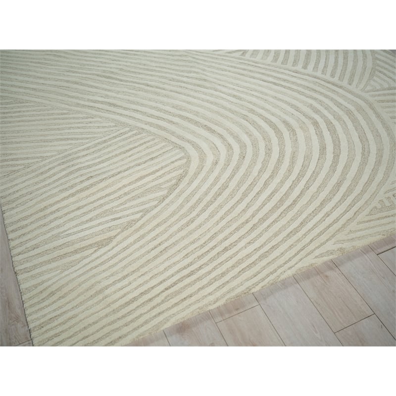Entro Hand-Tufted New Zealand Wool Beige/Ivory 12'x15' Area Rug