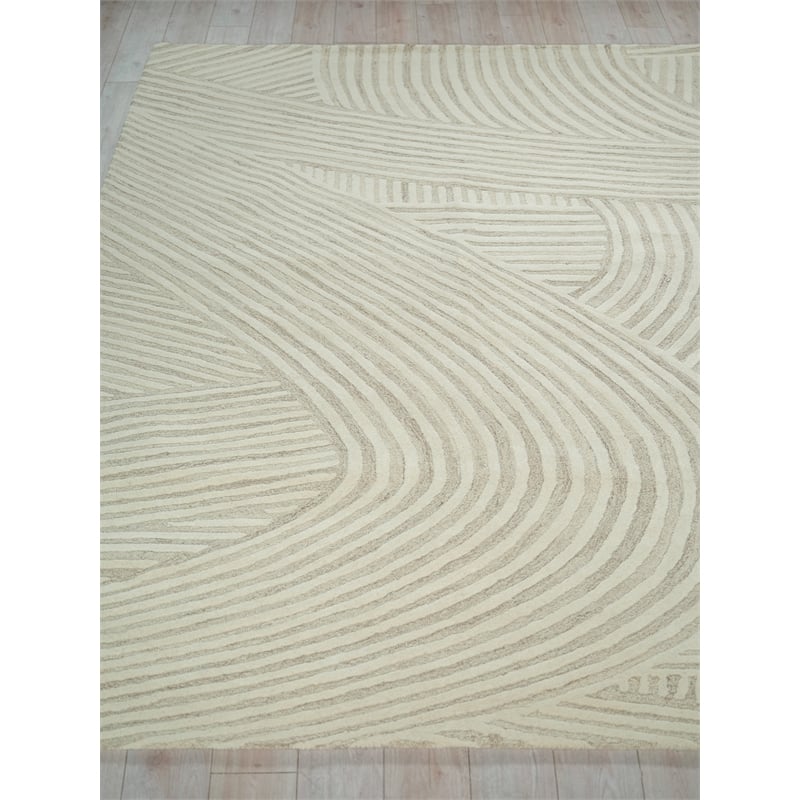Entro Hand-Tufted New Zealand Wool Beige/Ivory 15'x20' Area Rug