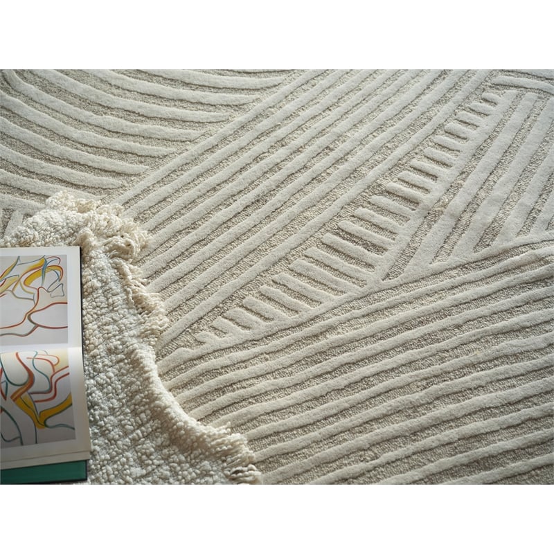 Entro Hand-Tufted New Zealand Wool Beige/Ivory 15'x20' Area Rug